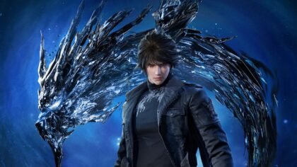 Lost Soul Aside protagonist with crystal dragon background, fantasy action RPG art