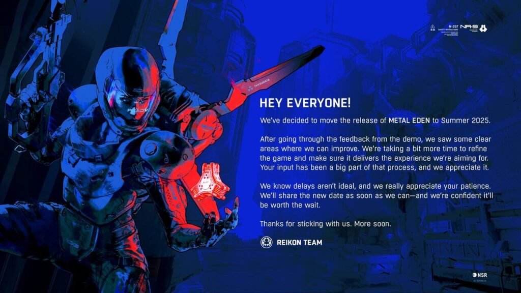 Metal Eden delay announcement confirming Summer 2025 release window