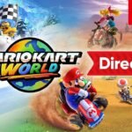 Mario Kart World Direct graphic featuring Mario racing on Nintendo Switch 2