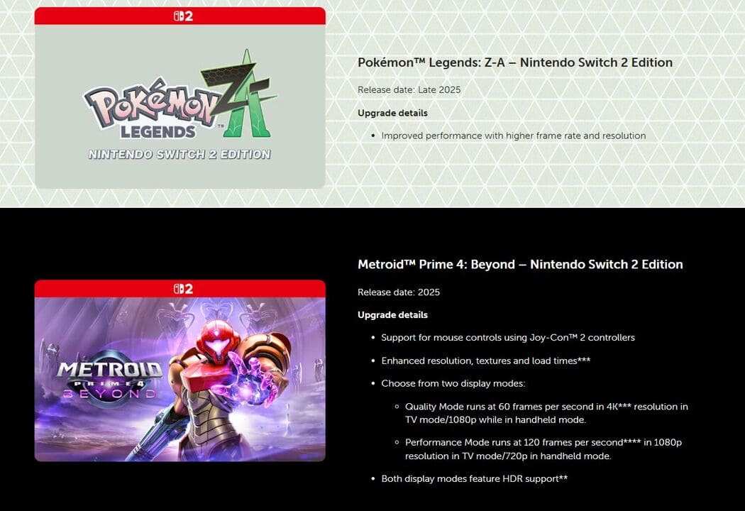 Switch 2 Upgrades