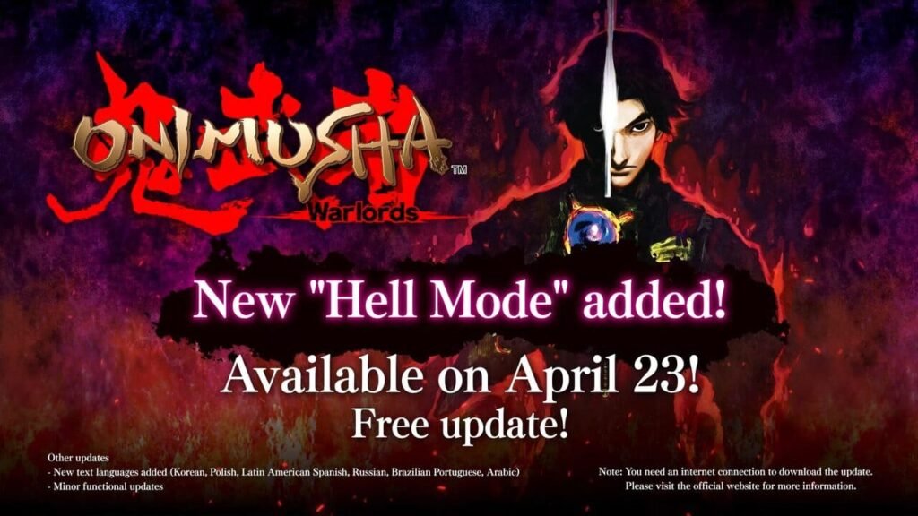 Onimusha Warlords Hell Mode free update key visual announcing April 23 release