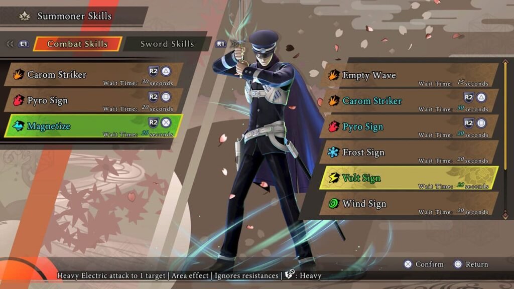 Summoner skills in Raidou 1 HD 
