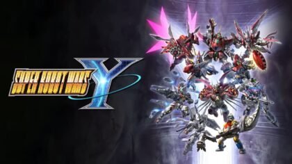 Super Robot Wars Y key art featuring multiple mecha units assembled around the game logo
