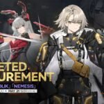 The official Targeted Procurement recruitment banner featured in the Vector GFL2 guide Update, showing rate-up units Vector (Vivi), Nemesis, and Krolik.