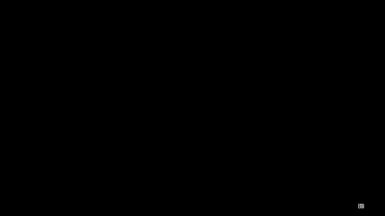 The Citadel end screen showing the word END in small letters on a black background.