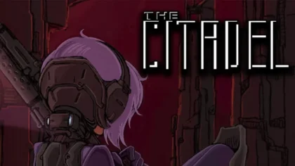 The Citadel title screen with the Martyr seated and facing away, text over a red background.