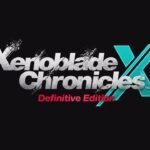 Title screen with Xenoblade Chronicles X logo, teal X, and pink Definitive Edition text on black background.