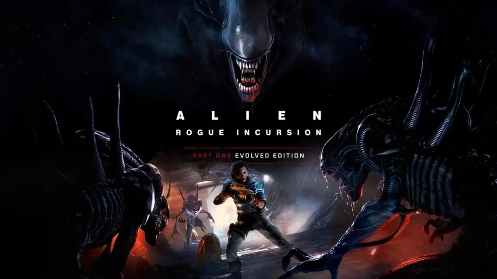 Cover art for Alien: Rogue Incursion: Evolved Edition Part One showing a marine aiming a weapon with a Xenomorph looming above.