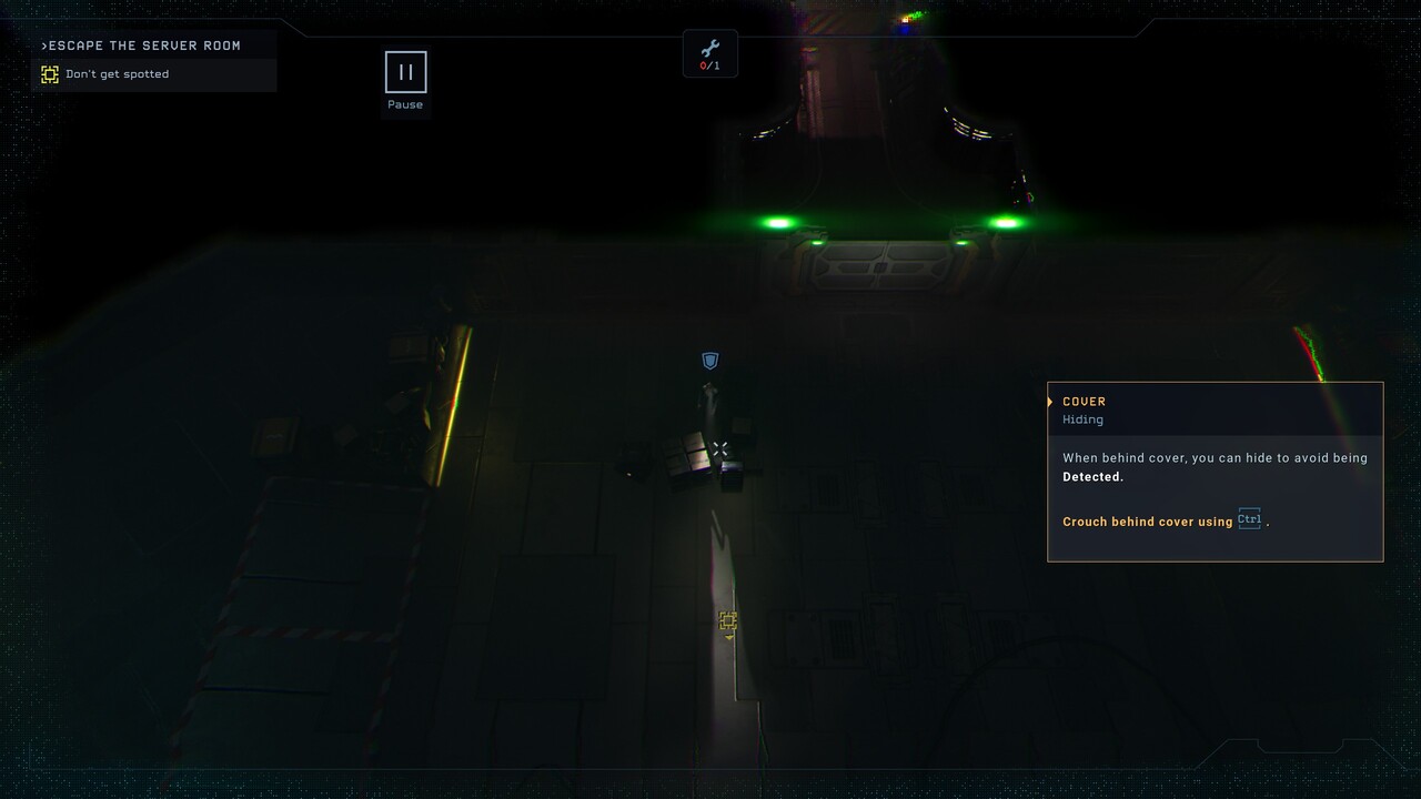 Tooltip explaining the cover system in Aliens: Dark Descent prologue