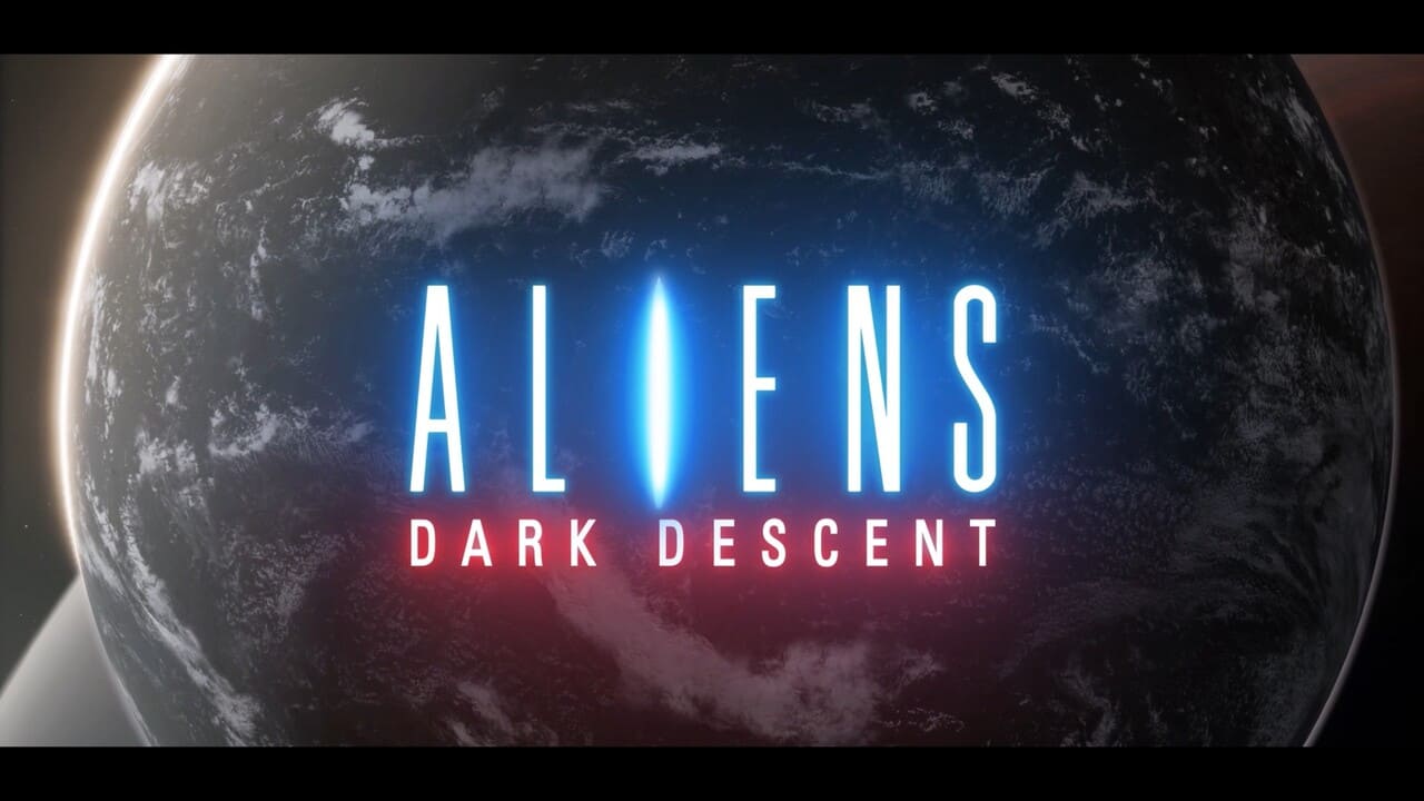 Planet Lethe glowing ominously beneath the Aliens: Dark Descent title