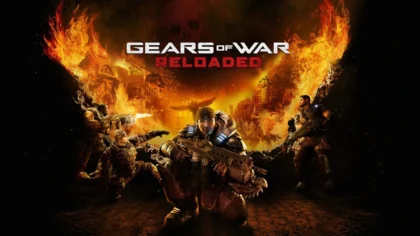 Gears of War: Reloaded key art featuring Marcus Fenix holding a Lancer with fire and destruction in the background