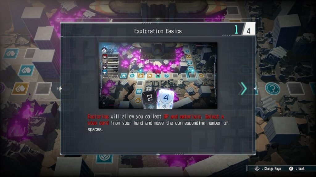Tutorial screen explaining exploration controls and mechanics in The Hundred Line