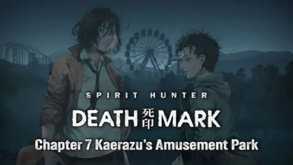 Yashiki and Mashita with theme park background and Chapter 7 logo.