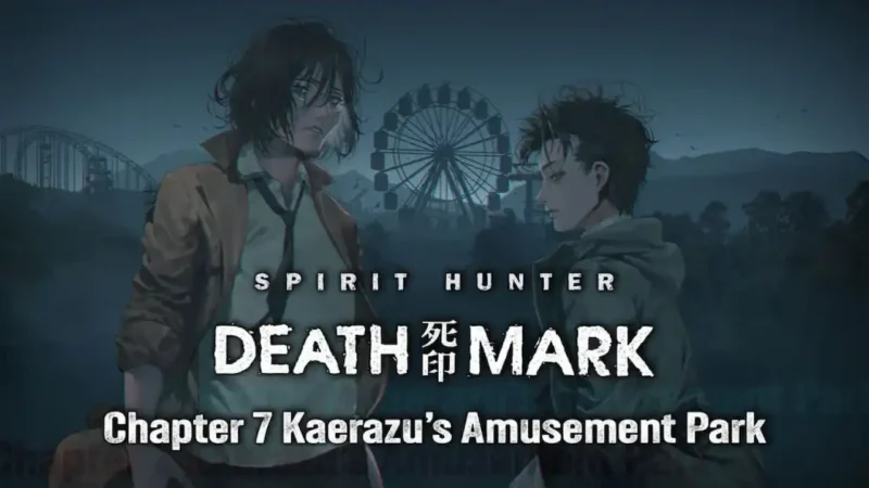 Yashiki and Mashita with theme park background and Chapter 7 logo.