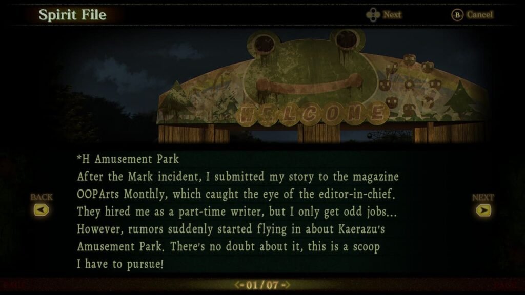 Spirit file page 1 for H Amusement Park.
