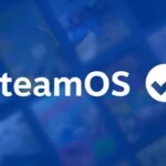 SteamOS Compatibility logo with white text and a checkmark on a blue background