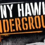 Official cover art for Tony Hawk’s Underground (2003) featuring skater performing graffiti-styled trick with THUG logo
