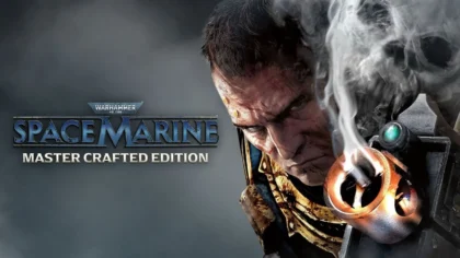 Official key art for Warhammer 40,000: Space Marine – Master Crafted Edition featuring Captain Titus