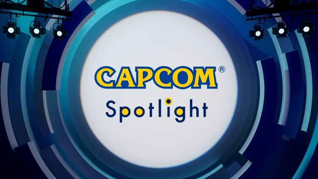 Capcom Spotlight logo in blue, white, and yellow within a circular design