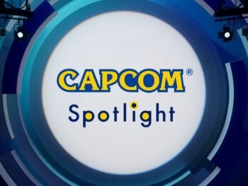 Capcom Spotlight logo in blue, white, and yellow within a circular design