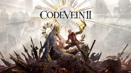 Code Vein II key art featuring the Revenant Hunter and Lou standing in a shattered, dystopian landscape