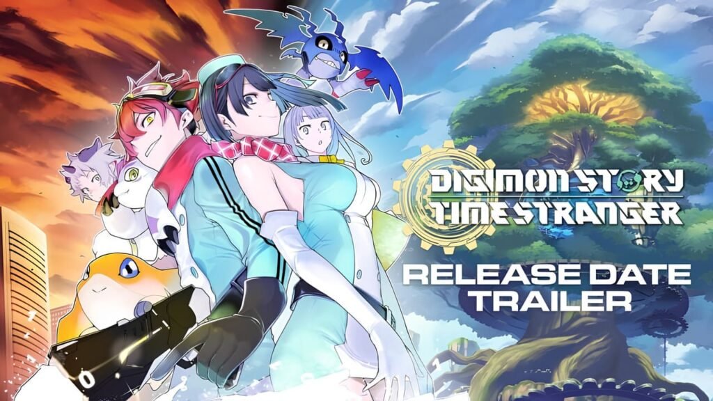 Cover art for Digimon Story: Time Stranger, featuring the game’s title and a release date trailer announcement.