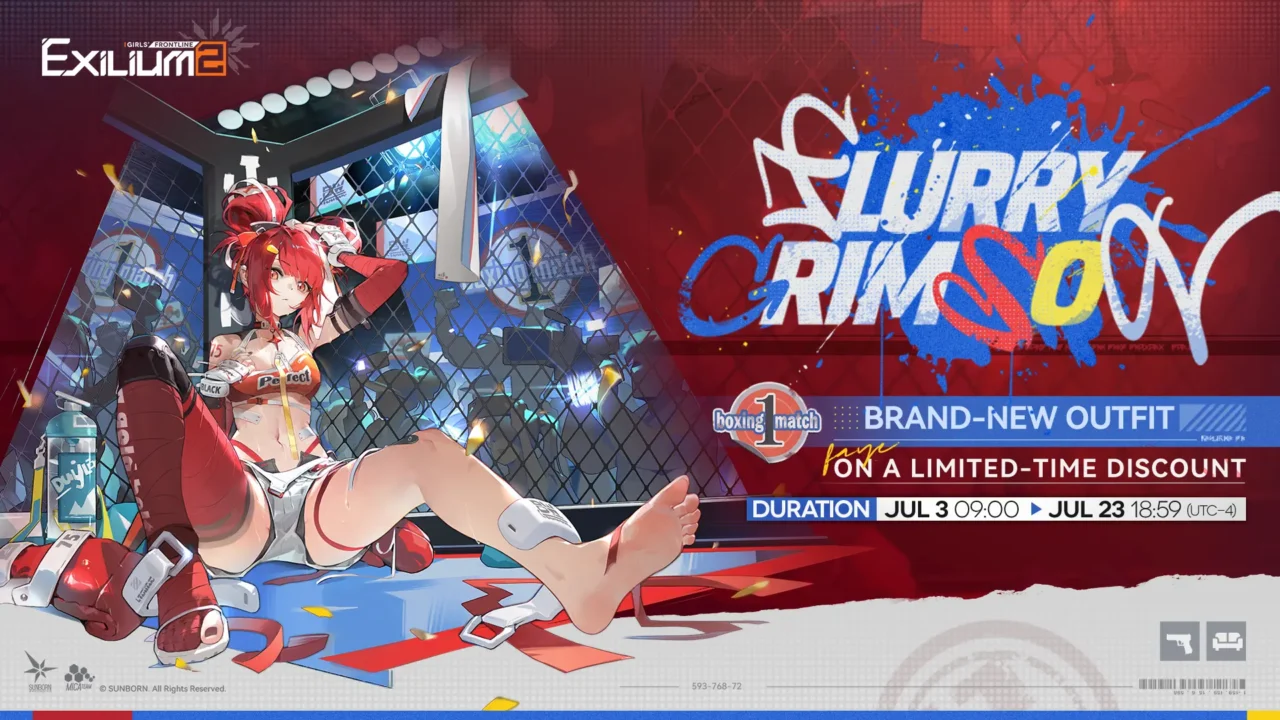 Faye’s "Flurry Crimson" limited-time boxing outfit showcase from the Springfield GFL2 guide boutique analysis.