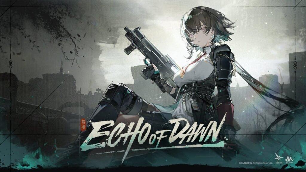 Zhaohui from Echo of Dawn holding a submachine gun in a post-apocalyptic city setting