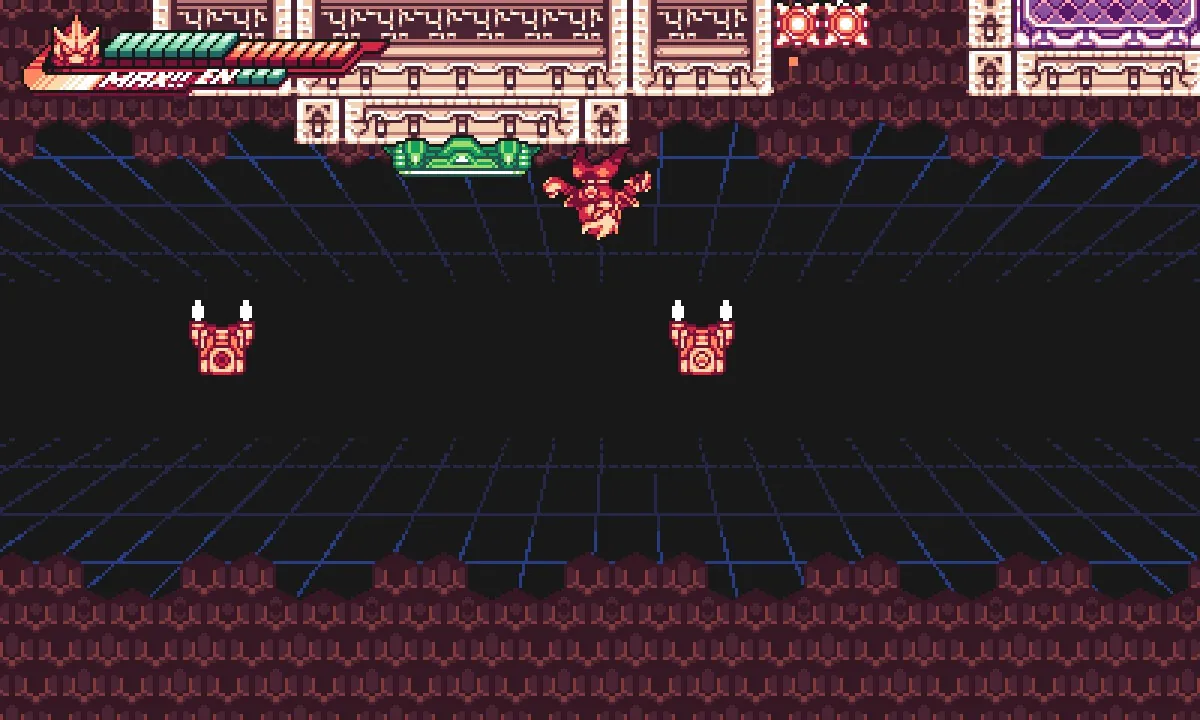 Kai navigating an upside-down section of a stage, jumping across a gap on the ceiling
