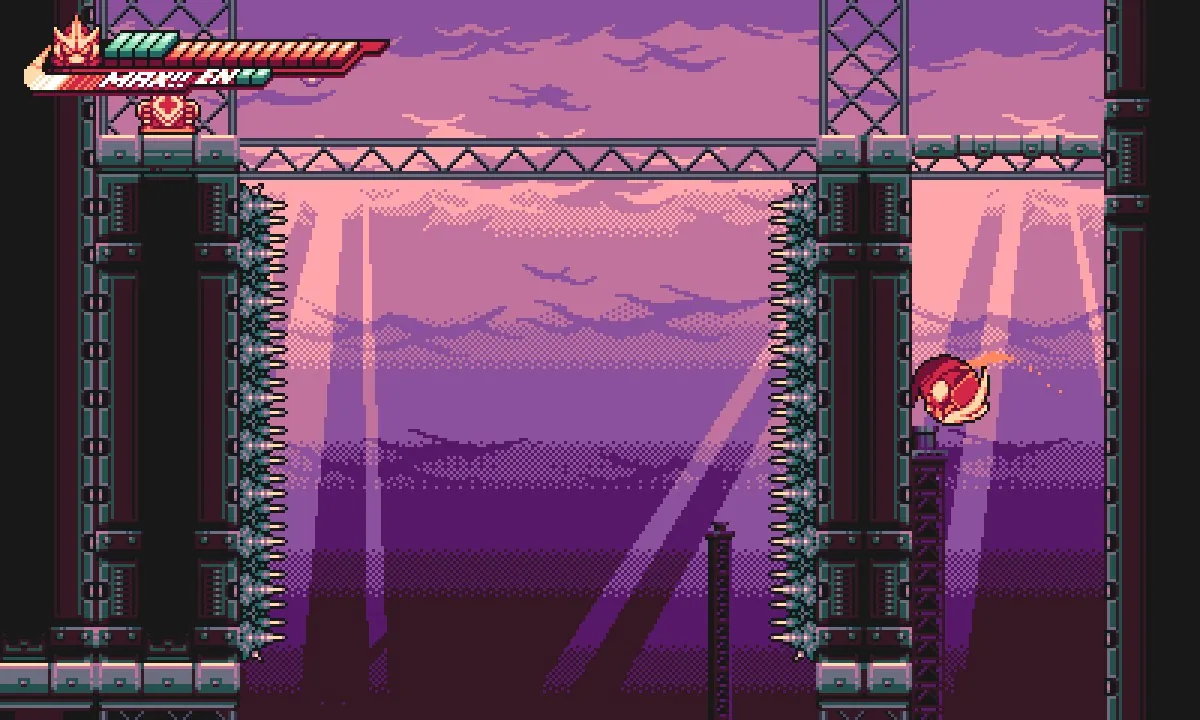 Kai mid-air, bouncing between walls during a wall jump sequence