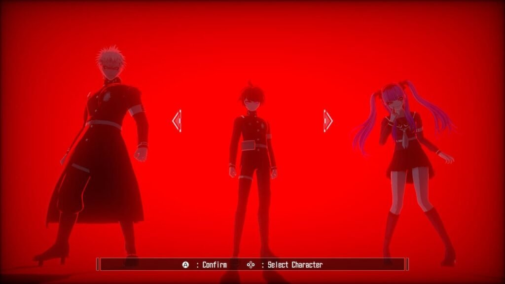 Character selection screen showing Takemaru, Takumi, and Darumi before a boss extermination mission in The Hundred Line