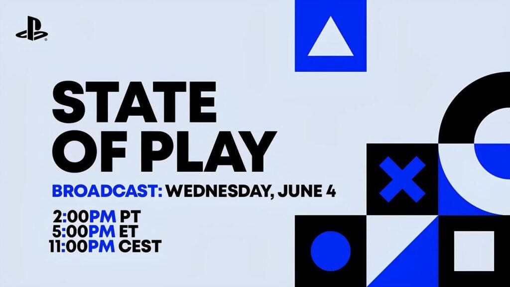 Sony State of Play June 2025 promotional image with PlayStation logo and June 4 broadcast time.