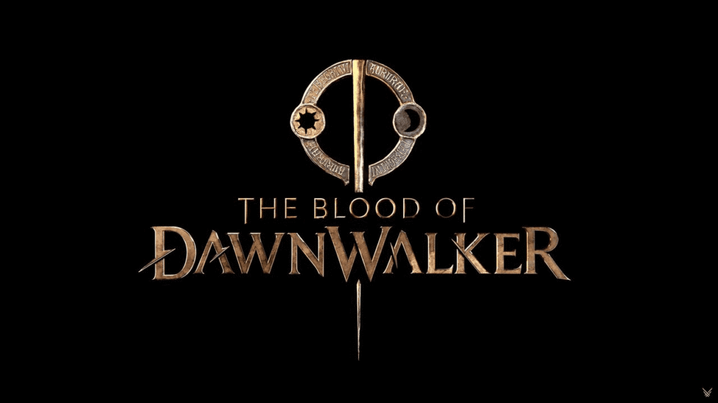 The Blood of Dawnwalker key art with game title logo against a dark medieval background