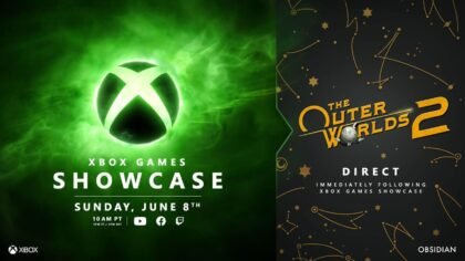Xbox Games Showcase 2025 date and time with Xbox and The Outer Worlds 2 logos