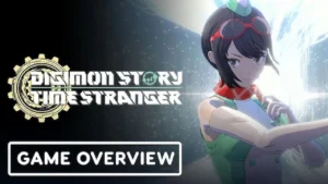 Game overview image for Digimon Story: Time Stranger featuring the main heroine and logo