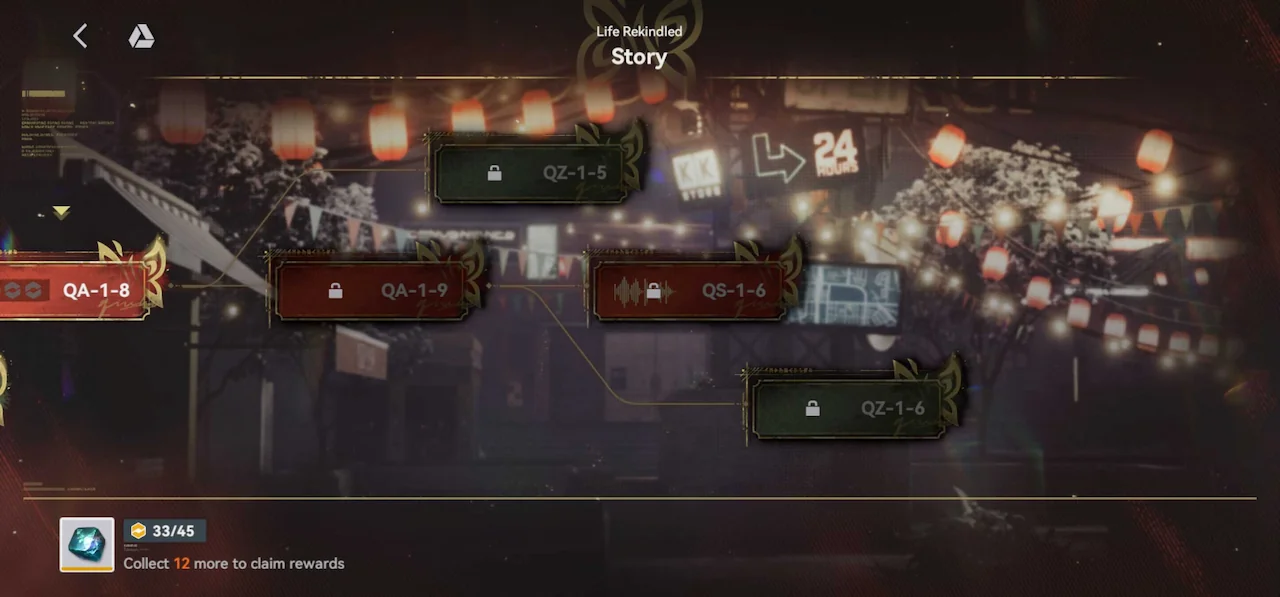 Life Rekindled story mission chart in Girls' Frontline 2