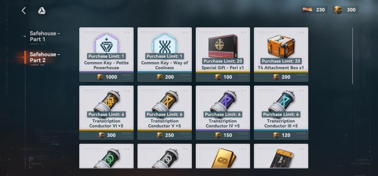 Safehouse Part 2 event shop screen in Girls’ Frontline 2