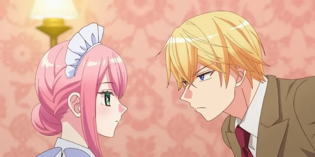 Arthur gazes thoughtfully at Marie in Mechanical Marie anime key visual.