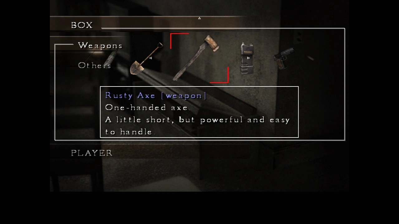 Item box menu open in Henry’s apartment, showing limited inventory slots.