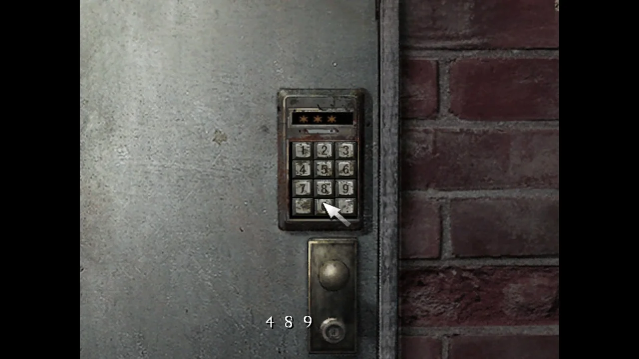 Close-up of a keypad puzzle in the Otherworld’s Bar area from Silent Hill 4: The Room.
