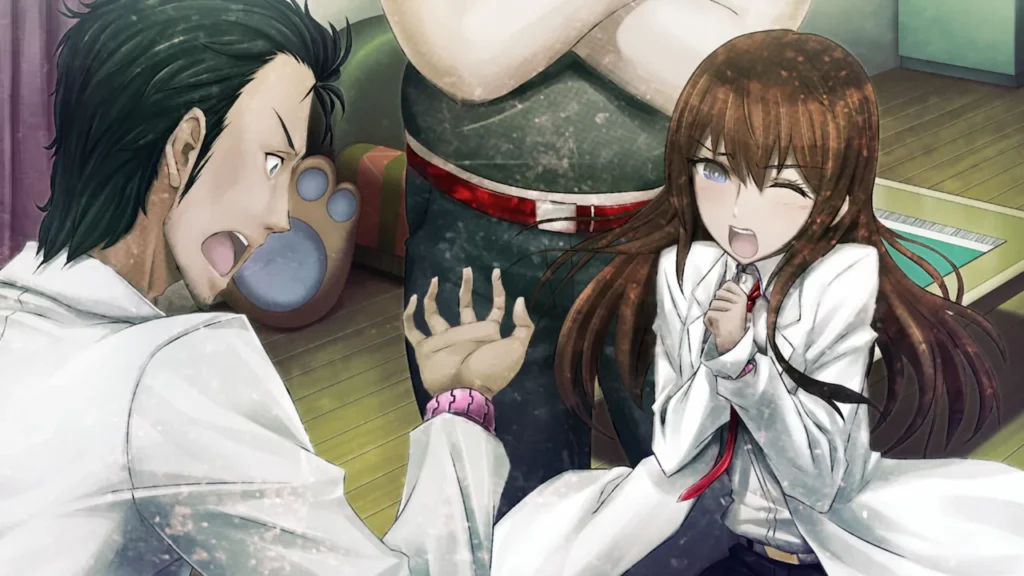 Kurisu teasing Okabe in My Darling’s Embrace in-game scene