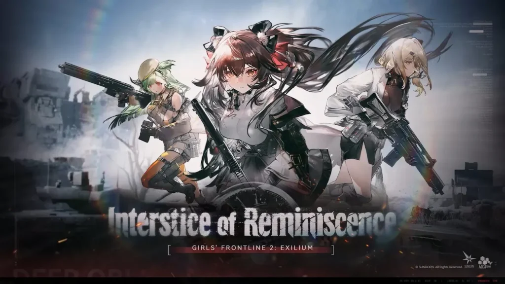 Interstice of Reminiscence Part One event artwork for Girls’ Frontline 2 Exilium featuring featured T-Dolls