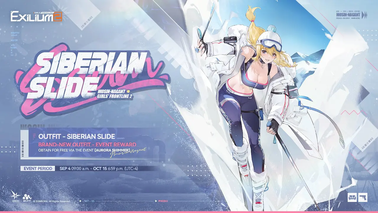 Mosin wearing the Siberian Slide outfit in Girls’ Frontline 2