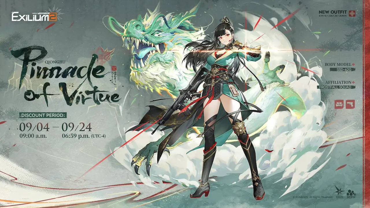 Qiongjiu wearing the Pinnacle of Virtue outfit in Girls’ Frontline 2