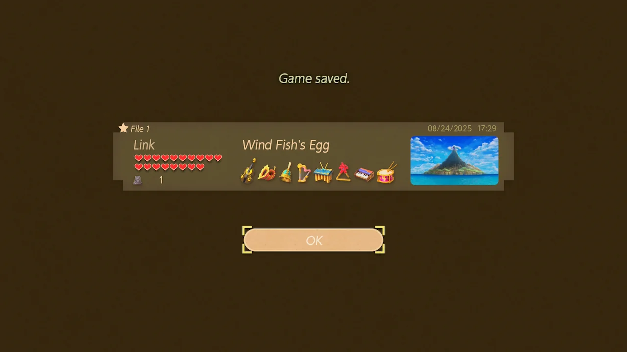 Clear save file in The Legend of Zelda: Link’s Awakening (2019) on Nintendo Switch