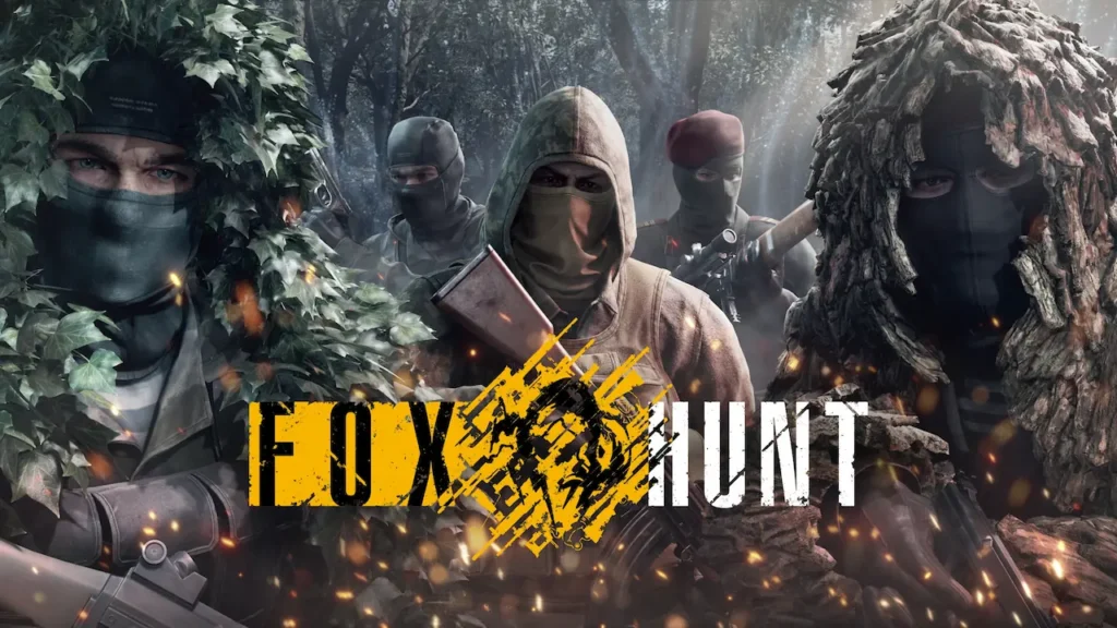 Promotional image for Metal Gear Solid ?: Snake Eater’s “Fox Hunt” event, showing camouflaged soldiers in a dense forest with the event logo.