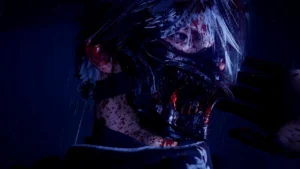Yakumo close-up with blood on his face from NINJA GAIDEN 4 story trailer at Gamescom 2025.