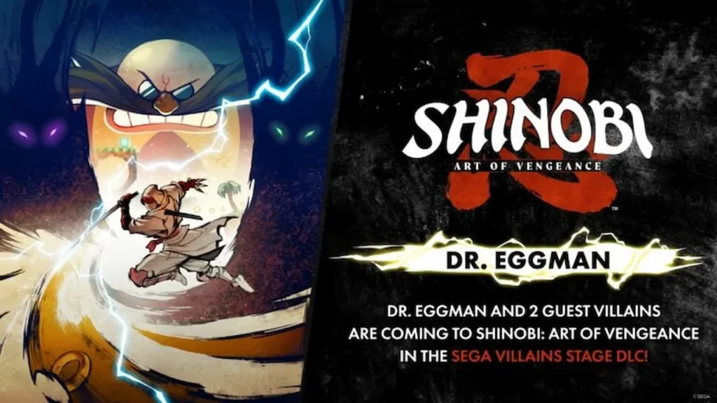 Dr. Eggman artwork with Shinobi: Art of Vengeance logo.