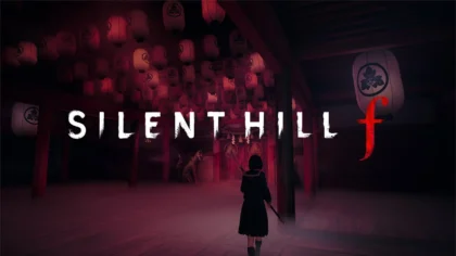 Silent Hill f story trailer key art with protagonist in shrine hallway