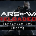 Locust enemy looming over the September 3 update text for Gears of War Reloaded